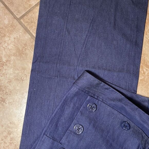 Navy blue cotton blend pants - Picture 5 of 5